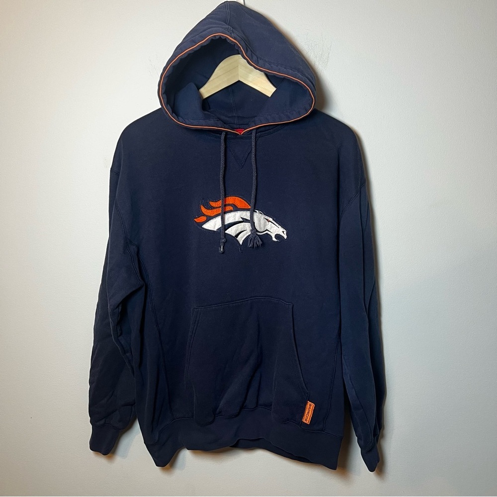 Denver Broncos NFL Football Hoodie Men’s M Oversized Blue Sweatshirt Heavyweight